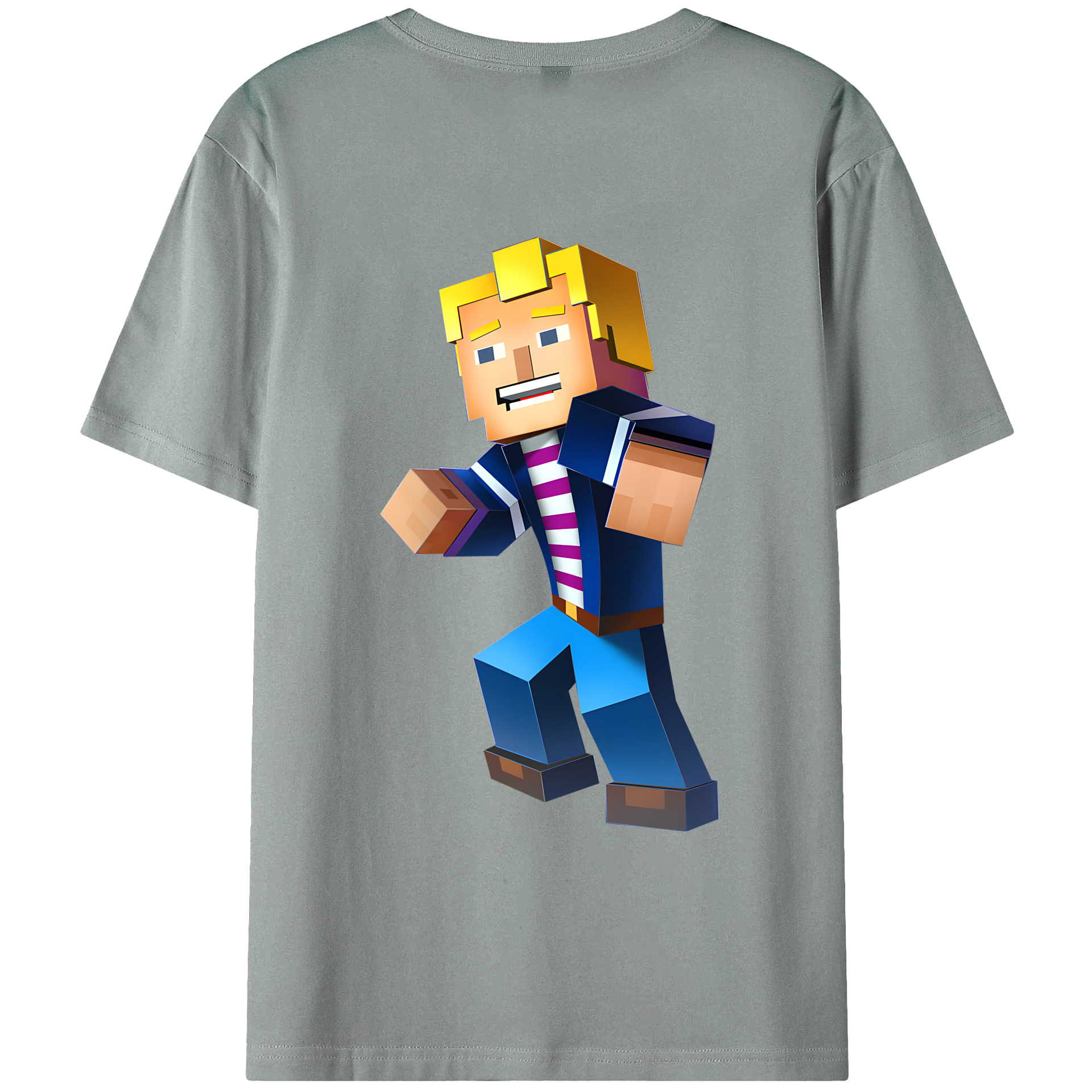 （画像用） マインクラフト ブロックの世界 Minecraft MC Block world 綿100％ メンズ半袖Tシャツ（バックプリント） 通気性